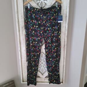 Preswick & Moore Men's Large Silky Fleece Sleep Pants Christmas Lights Print